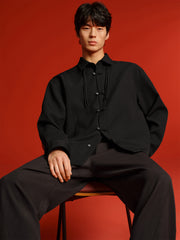 Men's Textured Jacquard Shirt with Frog Buttons
