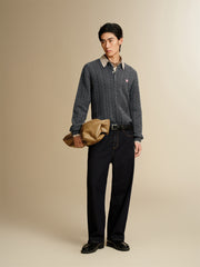 Men's Cable-Knit Henley Sweater