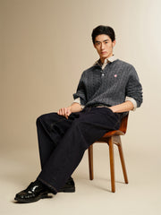 Men's Cable-Knit Henley Sweater