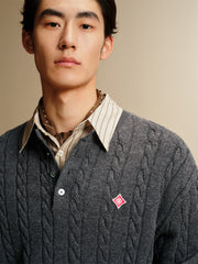 Men's Cable-Knit Henley Sweater