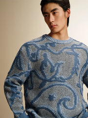 Men's Vintage Contrast-Pattern Pullover
