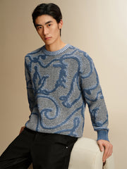 Men's Vintage Contrast-Pattern Pullover