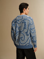 Men's Vintage Contrast-Pattern Pullover
