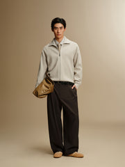 Men's Textured Jacquard Zip Cardigan