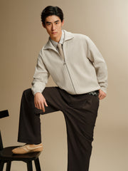 Men's Textured Jacquard Zip Cardigan