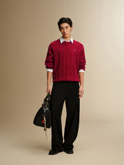 Men's Classic Loose-Fit Cable-Knit Sweater