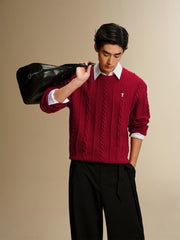 Men's Classic Loose-Fit Cable-Knit Sweater