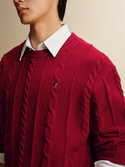 Men's Classic Loose-Fit Cable-Knit Sweater