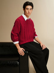 Men's Classic Loose-Fit Cable-Knit Sweater