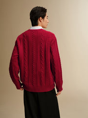 Men's Classic Loose-Fit Cable-Knit Sweater