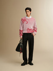Men's Chinese-Inspired Contrast Jacquard Sweater