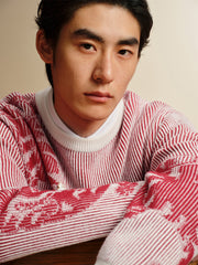 Men's Chinese-Inspired Contrast Jacquard Sweater