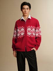Men's Fair Isle Contrast Knit Cardigan