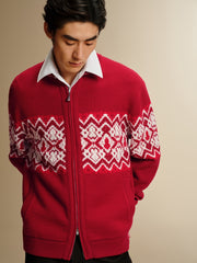 Men's Fair Isle Contrast Knit Cardigan