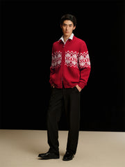 Men's Fair Isle Contrast Knit Cardigan