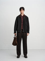 Men's Oversized Utility Jacket with Contrast Collar