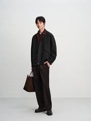 Men's Oversized Utility Jacket with Contrast Collar