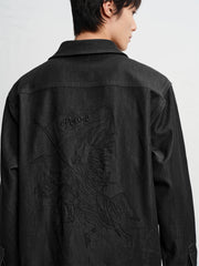 Men's Mercerized Denim Shirt with Back Embroidery