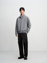 Men's Cable-Textured Half-Zip Sweatshirt