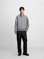 Men's Cable-Textured Half-Zip Sweatshirt