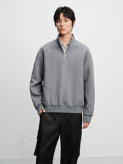 Men's Cable-Textured Half-Zip Sweatshirt