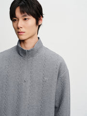 Men's Cable-Textured Half-Zip Sweatshirt