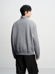 Men's Cable-Textured Half-Zip Sweatshirt