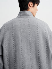 Men's Cable-Textured Half-Zip Sweatshirt