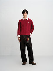 Men's Classic Loose-Fit Cable-Knit Sweater