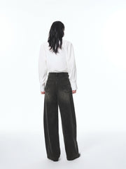 Women's Gradient Whiskered Curved-Leg Jeans