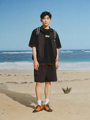 Men's Black Loose-Fit T-Shirt with 3D Embroidery