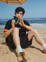 Men's Black Loose-Fit T-Shirt with 3D Embroidery