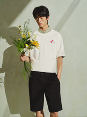 Men's Cotton T-Shirt with Cartoon Embroidery