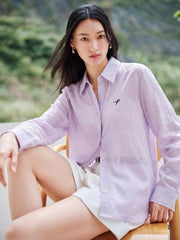 Women's casual lightweight sheer long-sleeve blouse