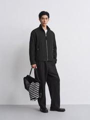 Men's Commuter Black Plaid Textured Jacket