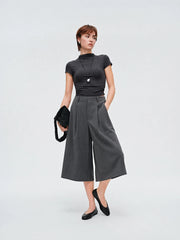 Women's Commuter Grey Tailored Bermuda Shorts