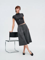 Women's Commuter Grey Tailored Bermuda Shorts