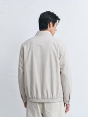 Men's Vintage White Harrington Stand-Collar Jacket