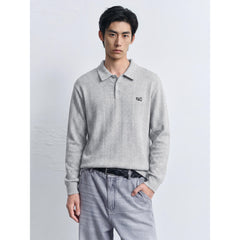 Men's Preppy Textured-Knit Grey Pullover