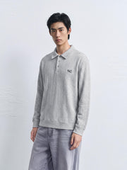Men's Preppy Textured-Knit Grey Pullover