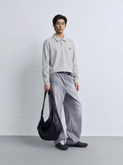 Men's Preppy Textured-Knit Grey Pullover