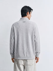 Men's Preppy Textured-Knit Grey Pullover