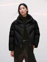 Women's Casual Lightweight Stand-Collar Cropped Down Jacket