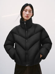 Women's Casual Lightweight Stand-Collar Cropped Down Jacket
