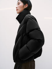 Women's Casual Lightweight Stand-Collar Cropped Down Jacket