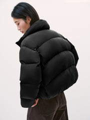 Women's Casual Lightweight Stand-Collar Cropped Down Jacket