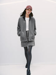 Women's Casual Color-Block Fleece Jacket