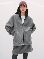 Women's Casual Color-Block Fleece Jacket