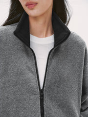 Women's Casual Color-Block Fleece Jacket