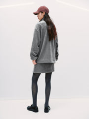 Women's Casual Color-Block Fleece Sweatshirt Dress